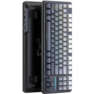 QPSJXN Wifi-gaming-toetsenbord, compacte TKL-lay-out met afdichtingsdesign, RGB-achtergrondverlichting, hot-swap-schakelaars en multi-mode-connectiviteit (Moonlit Night)