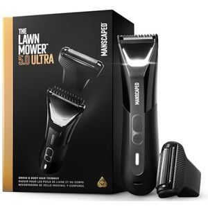MANSCAPED® The Lawn Mower® 5.0 ULTRA Lies- en lichaamshaartrimmer – SkinSafe® -trimmer met twee koppen en foliemessen, waterdichte natte/droge trimmer, oplaadbaar via USB-C met reisetui