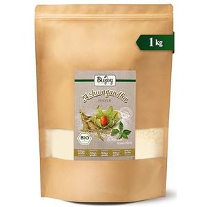 Biojoy BIO-Ashwagandha poeder, rauw (1 kg), gemalen ashwagandhawortel, Indiase ginseng (Withania Somnifera)