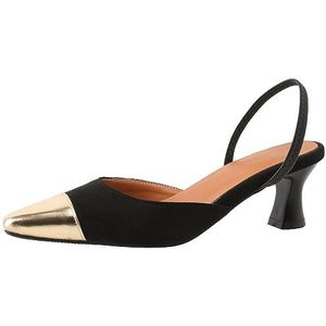 SJJH Modieuze slingback sandalen voor dames met puntige kant en kegelhakken - elegante dress pumps, zwart, 35 EU