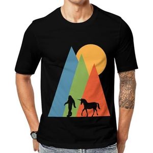 Kleur Mountain Man Led The Horse Grafisch T-shirt met korte mouwen ronde hals print casual T-shirt 3XL