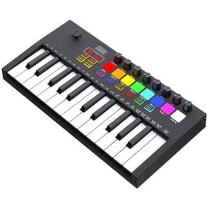 Elektronische Piano 25 Aanslaggevoelige Toetsen Toetsenbordcontroller Met 8 Verlichte Drumpads 8 Knoppen Draagbaar Toetsenbord