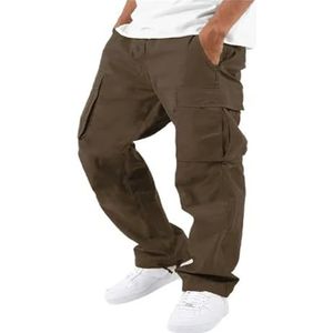 Sportbroek For Heren Sportharembroek Stretch Jogging Lichtgewicht Baggy Casual Broek Met Elastische Taille (Color : Dark brown, Size : XXL)