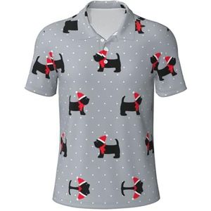 Migpkd Xmas Leuke Honden Mannen Is Golf Polo Shirts Korte Mouw Prestaties Vocht Wick Casual Print Collared Golf Shirts Voor Mannen, Zwart, M