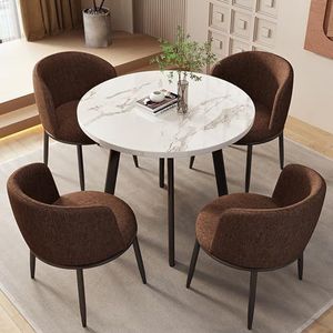 BOLNEY Conferentietafel en stoelen, kantoorreceptie, ronde tafelset, moderne tafel, met stoffen eetkamerstoelen, geschikt voor restaurant, kantoor, vergaderruimte (70 cm)