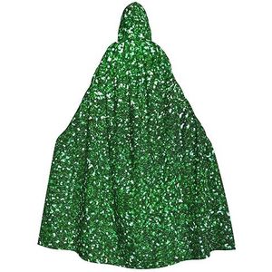 Bxzpzplj Groene Pailletten Sparkle Print Carnaval Kostuums Voor Volwassenen Cosplay Cape Kostuums Mantel Met Kap Vrouwen Mannen 185Cm