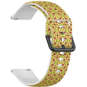 RYANUKA Compatibel met Ticwatch Pro 3 Ultra GPS/Pro 3 GPS/Pro 4G LTE / E2 / S2 (wazig paisley geel ornament) 22 mm zachte siliconen sportband armband armband, Siliconen, Geen edelsteen