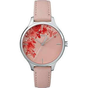 Timex Dames kristal bloei Swarovski Accent 36mm horloge, Roze/Zilver Bloemen Accent, Standard