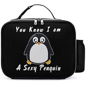 You Know I'm A Penguin draagbare geïsoleerde lunchtassen doos draagtas volwassenen koeltas voor mannen en vrouwen werk picknick