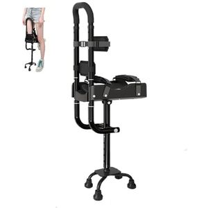 Handsfree wandelstok, Telescopische looprek met één been, kniekruk, kniemobiliteitsondersteuning for ouderen, enkelblessure en enkelfractuur(Left)