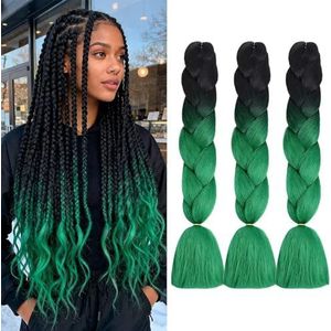 ShowJarlly Kunsthaar, Ombre Jumbo Braid Haarverlängerung 24"", Box Braid zum Einflechten African Hair