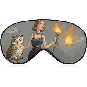 Ademend Oogmasker, Motief: Ms. Uil, bedrukt, zacht, met verstelbare riem, oogbedekking, oogkleppen, lichtblokkerend oogmasker voor kantoor, dutje, reizen