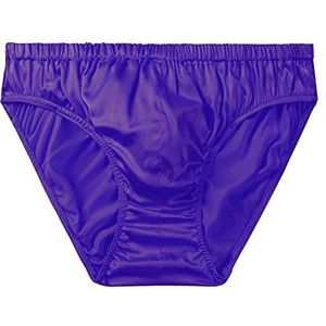 SilRiver Heren Zijde Satijnen Slips Bikini Ondergoed Bulge Verbeterende Slipje, Lila, L