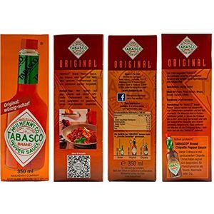 Food-United Tabasco Pepper Saus 12 glazen flessen 350 ml origineel fruitig scherp slechts 3 natuurlijke ingrediënten geen conserveringsmiddelen zonder extra aroma's 3 jaar gerijpt in houten vaten