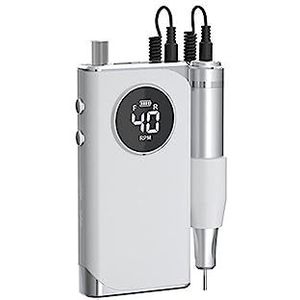 Nagelvijl elektrisch, Elektrische nagelboormachine, 40000 tpm draagbare professionele oplaadbare stabiele geluidsarme aluminiumlegering nagelboren(Pearl White)