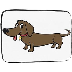 15 ""Dikste & Lichtste Laptophoes, Bruine Lange Cartoon Hond Laptop Tas voor 15"" Laptops en Tabletten