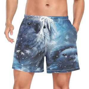 Niigeu Cartoon Aquarel Koala Bear mannen zwembroek shorts sneldrogend met zakken, Leuke mode, XXL