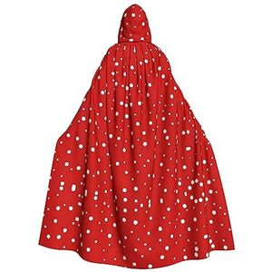 SSIMOO Rode en witte polkadots volwassen mantel met capuchon, verschrikkelijke spookfeestmantel, geschikt voor Halloween en themafeesten