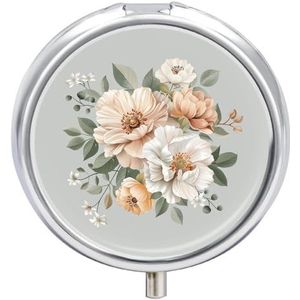 Pillendoosje Travel Pill Organizer Perzik en Crème Gedrukt Leuke Pillendoos Handige Pillendoos Geschikt om in zakken en zakken te worden geplaatst