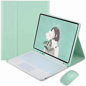 Toetsenbordhoes voor Samsung Galaxy Tab S10 FE Plus 13.1 inch 2025, Magnetisch Afneembaar Draadloos Achtergrondverlichting Toetsenbord met Bluetooth Muis,Groen