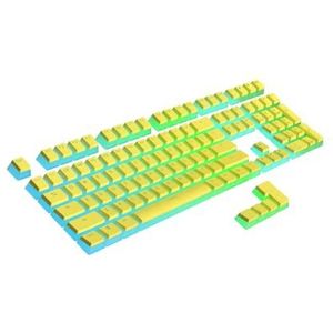 Ranked Pudding PBT Toetsen | 112 Double Shot Doorschijnend ANSI US & ISO Layout | OEM-profiel voor Mechanisch RGB-gamingtoetsenbord (Geel)