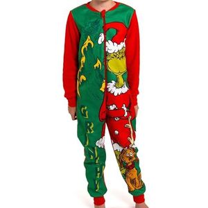 United Labels Grinch jumpsuit voor kinderen, groen-rood, overall lang voor jongens en meisjes, pyjama eendelig Kerstmis, Meerkleurig, 98-104