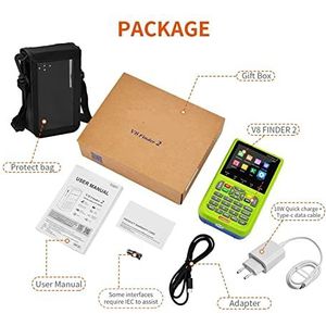 Satellietzoeker V8 Finder 2 Satellietsignaalzoeker DVB-S/S2/S2X Digitale 1080P HD H.264 Ondersteuning CCM, VCM, ACM, receptor de tv via satelliet(With bag and charge)