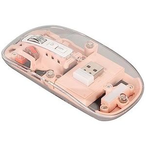 Draadloze BT-muis, Doorzichtige Schaal Lichtgewicht Kleurrijke Ademende Lichten Mute Click Stijlvolle Laptopmuis voor Zakelijk Gebruik (Roze)