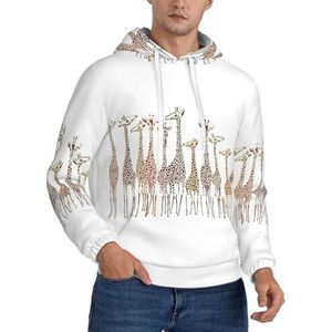 Jkkghll Leuke Cartoon Grappige Giraffen Print Mannen Hooded Warme Lichtgewicht Trui Voor Winter Herfst En Lente Casual Wear, Zwart, XS