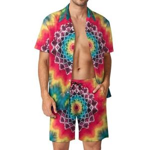 Tie Dye Mandala Casual Heren Shorts En Shirts Sets Zomer Hawaiiaanse Pakken Vakantie Zwemmen 2XL