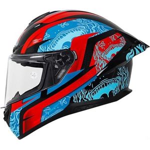 RYDZCLH Mode Retro Motor Integraalhelm met Anti-condens Vizier Mannen en Vrouwen Off-road ATV Scooter Helmen Motorcross Helmen DOT/ECE Goedgekeurd,F,S