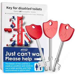 sleutel voor gehandicapte toiletten uk-Pack van 3, gemaakt van duurzaam staal met een slanke zilveren afwerking