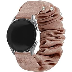 Strap-it Samsung Galaxy Watch 6-40mm scrunchie bandje (beige met parels)