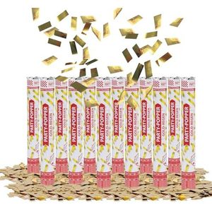 Party Factory confetti partypopper, 40 cm, 8 m vlieghoogte, confettiregen voor bruiloft, Valentijnsdag, oudejaarsavond of vrijgezellenfeest, 12er Set, goud