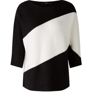 Oui Damestrui Viscosemix casual gesneden Intarsie Vrije tijd boothals zonder kraag Viscosemix, Black Offwhite, 40