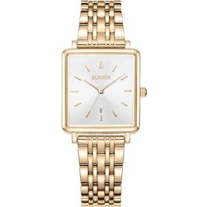 Burker Watches Daisy - Dames Horloge Goud 28mm - Analoog Quartz Dames Polshorloge Vierkant Waterdicht 3 ATM met RVS horlogeband