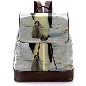 Pinguïns Baby en ouder gepersonaliseerde casual dagrugzak tas voor tiener, Meerkleurig, 27x12.3x32cm, Rugzak Rugzakken