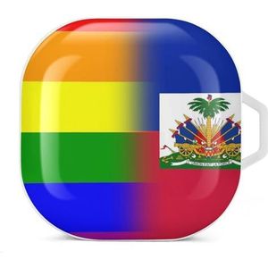 LGBT Pride Haïti vlag oordopjes hoesje compatibel met Samsung hard shell beschermhoes wit stijl