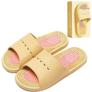 MOTTLED SKY Acupressuur Massage Slippers Acupressuur Voet Massager Schoenen Reflexologie Sandalen Cadeau voor Mannen Vrouwen Verminderen Voeten Neuropathie Pijnverlichting en Spanning (Geel, US