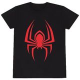 T-Shirt met Korte Mouwen Spider-Man Hanging Spider Zwart Uniseks