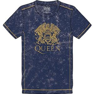 Queen T Shirt Classic Crest Band Logo nieuw Officieel Mannen Navy Blauw Snow