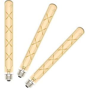Ruihua 3 stuks E27 T30 8W amberkleurige glazen LED-lamp warm wit 2700K Edison Vintage LED gloeilamp, T300 700LM retro energiebesparende gloeilamp, 300 mm