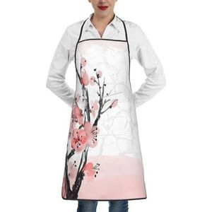 ZhaoYuGoods Ice and Fire Gitaarschorten met zakken voor vrouwen, stijlvolle kookschorten voor keuken tuinieren salon, ideale print schort, Kersenbloesem Boomtak, Eén maat