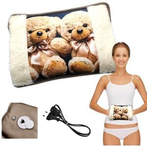 Powersell - Elektrische Warmwaterkruik | Zacht Pluche | Verlicht Spanning | Langdurige Warmte Tot 5 Uur | Hand- en Voetwarmer | Oplaadbaar | Max. Temp. 75°C, Pluche Dier