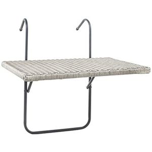 Spetebo Balkon hangtafel rotan look in grijs - 60x40 cm - klaptafel in hoogte verstelbaar tafel inklapbaar balkon hangtafel