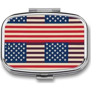 Pillendoosje Metaal met Spiegel,Vlaggen Bedrukte Draagbare Pillencontainer, Reispillenorganisator voor Carry Opslag Verschillende Medicijnen