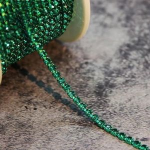 10 Yard Strass Trim Stone Cup Chain Gold Diamond Strass Decoratieve Applique Crystal Passementen Voor Jurken-Groene Zirkoon-SS12-10Yard