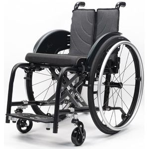CFMAIF Opvouwbare rolstoel met handremmen, draagbare aluminium instapstoel voor volwassenen en kinderen, snelsluiting achterwielen (zwart, 38 cm/14,9 inch zitplaats)