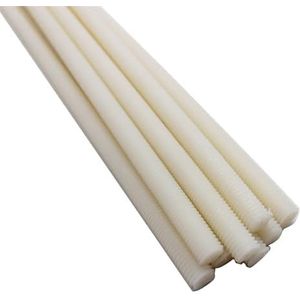 Nylon stangen, draadstangen van nylon en kunststof, bouten M4, M5, M6, M8, M10, M12, M16, M20, rond (500 mm, 1 stuk, M10 x 1,5)