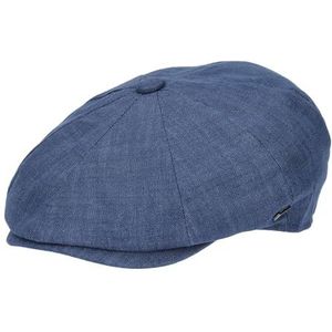 HAT YOU Platte pet voor heren, platte pet, Barrett, zomers linnen cap, donkerblauw, 57/58 cm